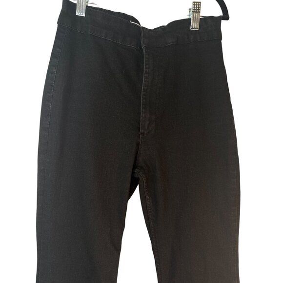 2/$30 Zara Womens Size 6 Jet Black Flare Jeans Cotton Blend - Picture 9 of 13